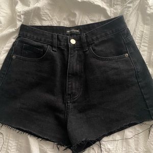 Black denim shorts